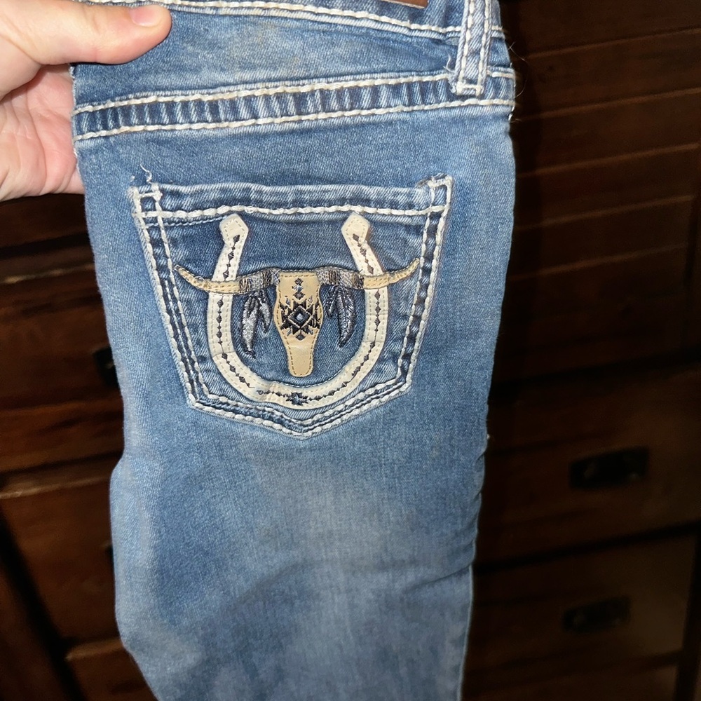 Kids Blue Jeans with Embroidered Pocket
